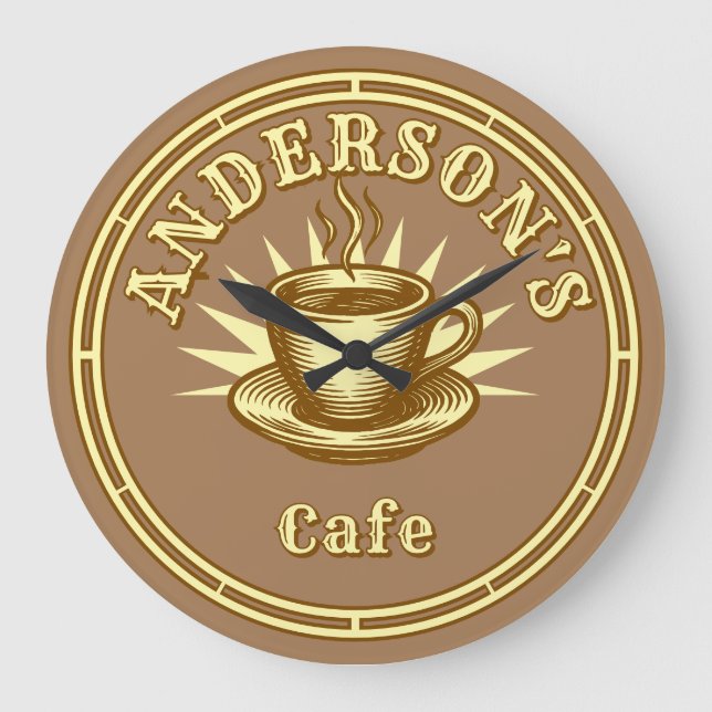 Reloj Redondo Grande Retro Cafe Sign Template (Anverso)
