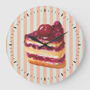Reloj Redondo Grande Retro Cherry Cake Wall Clock