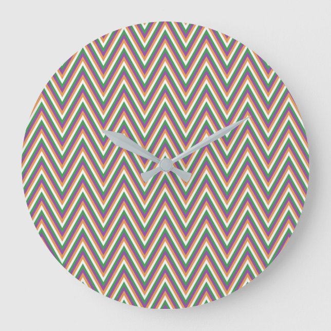 Reloj Redondo Grande Retro Chevron Pattern (Anverso)
