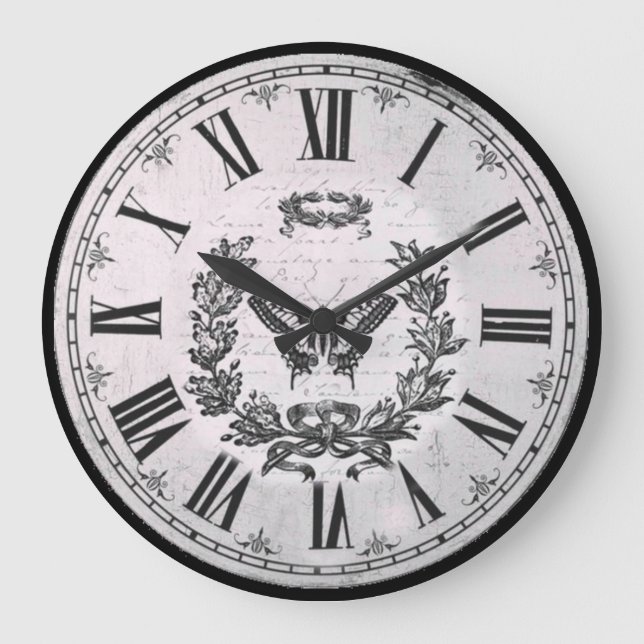 Reloj Redondo Grande Retro clásico de mariposa (Anverso)