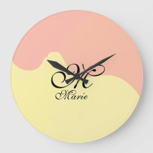Reloj Redondo Grande Retro de color amarillo naranja añadir su monogram