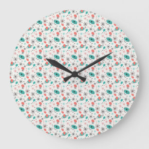 Reloj Redondo Grande Retro de los años 50 Estallido de estrellas atómic