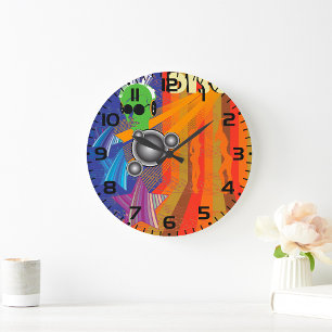 Reloj Redondo Grande Retro Disco Fiesta Funk Art de los 70