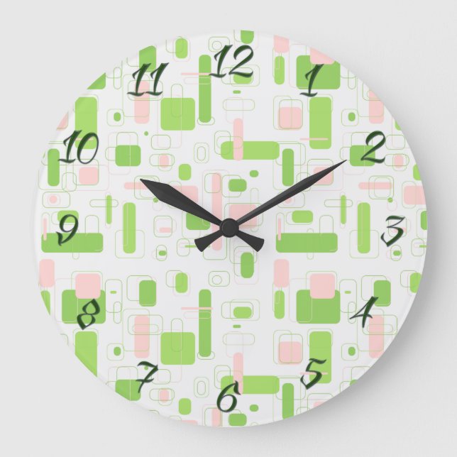 Reloj Redondo Grande Retro Geométrico Moderno del Siglo Medio (Anverso)