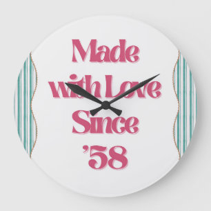 Reloj Redondo Grande Retro Girly "Bonito por favor" Imprimir   Bright V