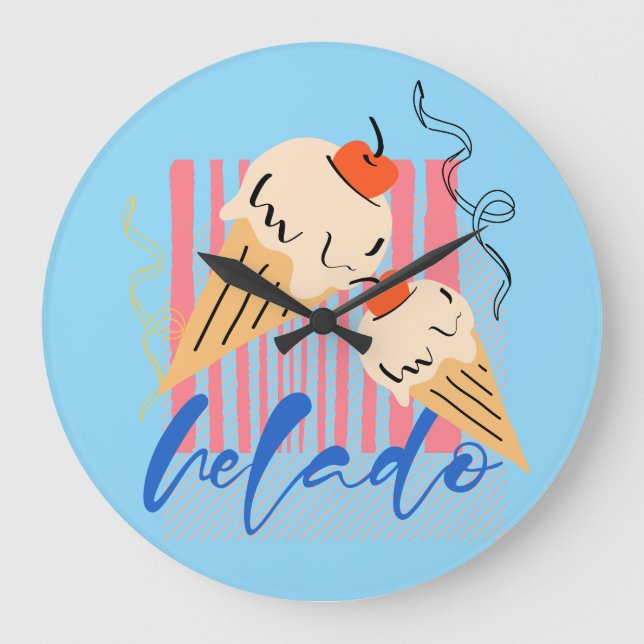 Reloj Redondo Grande Retro Italian Ice Cream Cones (Anverso)
