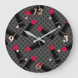 Reloj Redondo Grande Retro, lápiz labial rojo