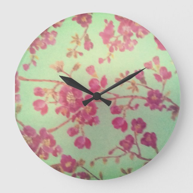 Reloj Redondo Grande Retro little pink flowers  (Anverso)