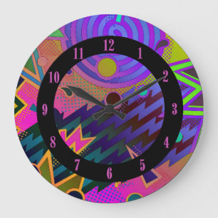 Reloj Redondo Grande Retro Mania 80 Abstract Wall Clock