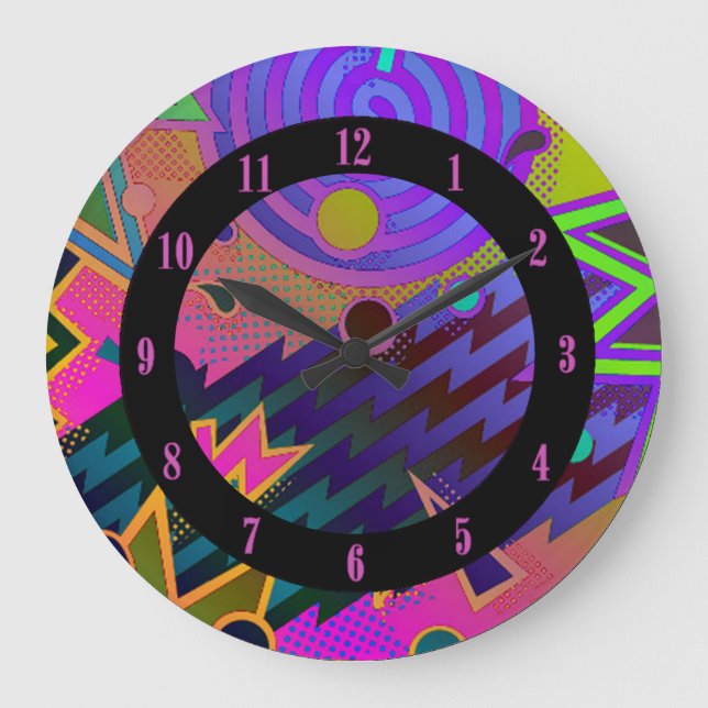 Reloj Redondo Grande Retro Mania 80 Abstract Wall Clock (Anverso)