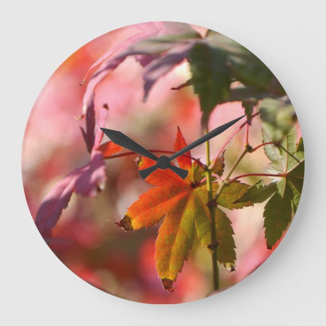 Reloj Redondo Grande Retro Maple Foliage (Anverso)