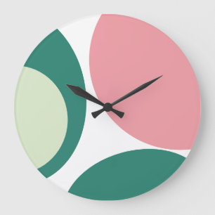 Reloj Redondo Grande Retro Mid Century Moderno Resumen Verde Rosa