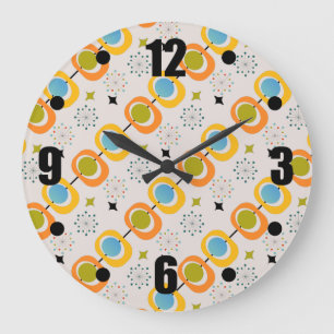 Reloj Redondo Grande Retro Modern Mid Century Starburst Pattern Lumbar 