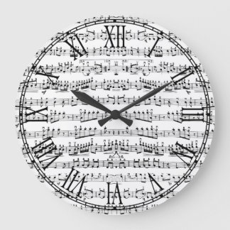 Reloj Redondo Grande Retro Piano Sheet Music Notes Pattern