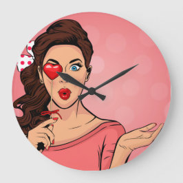 Reloj Redondo Grande Retro Popart Lady