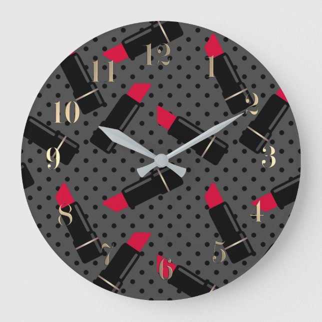 Reloj Redondo Grande Retro, red lipstick (Anverso)