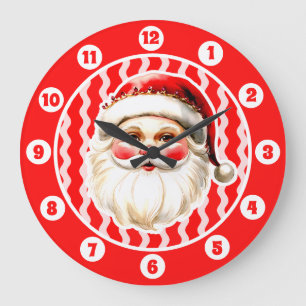 Reloj Redondo Grande Retro Rojo Santa Claus Navidades de Ric Rac Rojo
