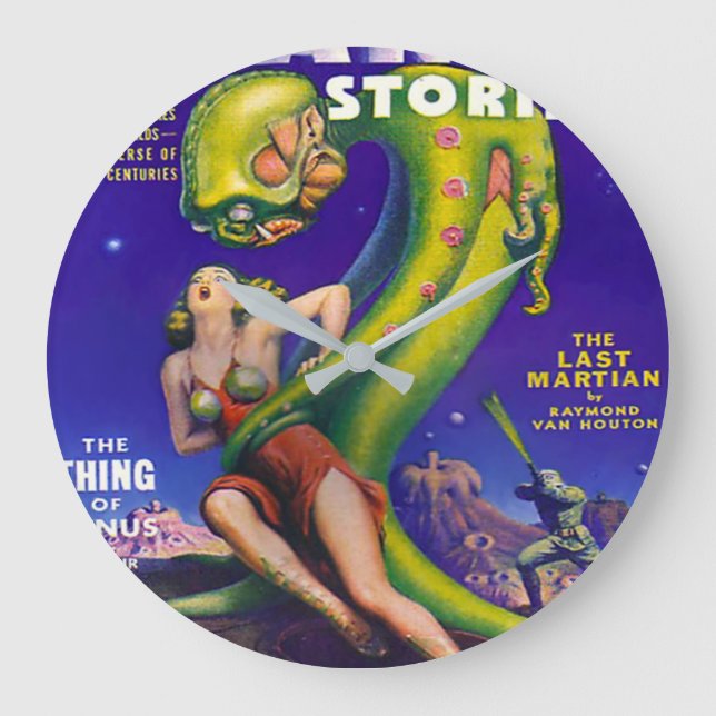 RELOJ REDONDO GRANDE RETRO SCI FI PULP ILUSTRACION 1940 (Anverso)