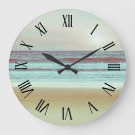 Reloj Redondo Grande Retro Serene Beach Artwork | Wall Clock