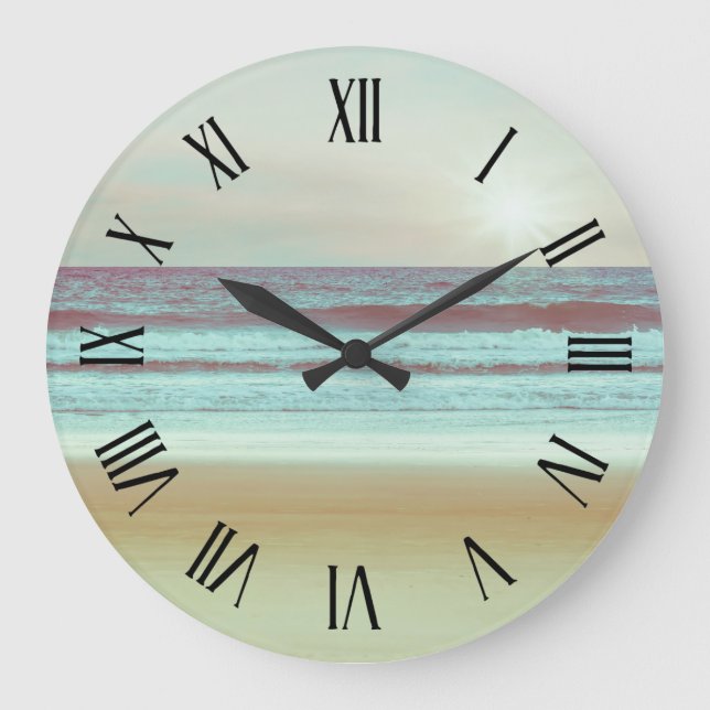Reloj Redondo Grande Retro Serene Beach Artwork | Wall Clock (Anverso)