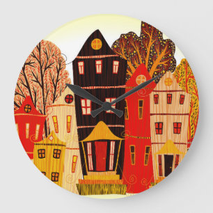 Reloj Redondo Grande Retro Sweet Home Poster: Casas Personalizados