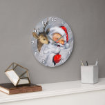 Reloj Redondo Grande Retro vintage Christmas Santa Reindee<br><div class="desc">diseño por www.etsy.com/Shop/VanityFlairDesigns</div>