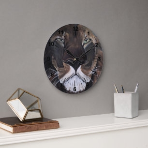 Reloj Redondo Grande Rey de las Bestias Pintura de Alfred Fox