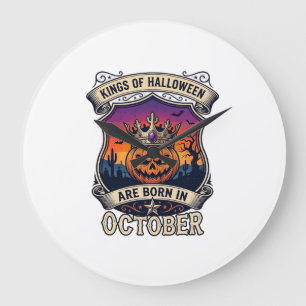 Reloj Redondo Grande Reyes Halloween Nacen Octubre Corona Calabaza Murc