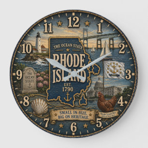 Reloj Redondo Grande Rhode Island Ocean State Coastal Nautical