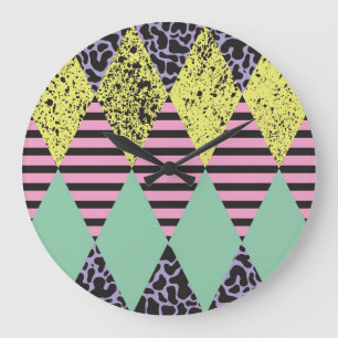 Reloj Redondo Grande Rhombus Moderno: Resumen De Estilo Sin Marea.