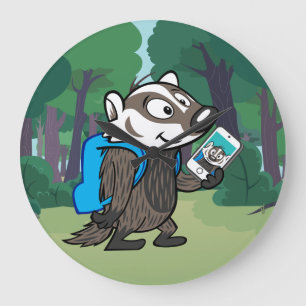 Reloj Redondo Grande Ricky Raccoon  Selfie del grabador
