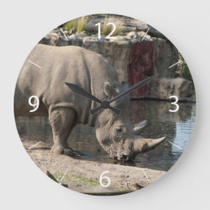 Reloj Redondo Grande Rinoceronte