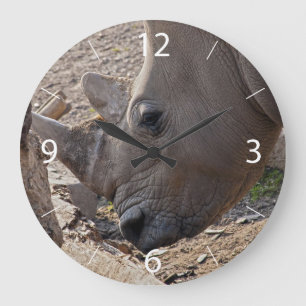 Reloj Redondo Grande Rinoceronte