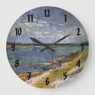 Reloj Redondo Grande Río con botes de remo por Vincent van Gogh
