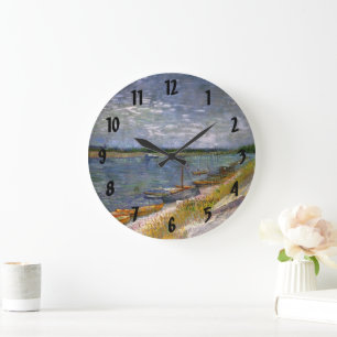 Reloj Redondo Grande Río con botes de remo por Vincent van Gogh