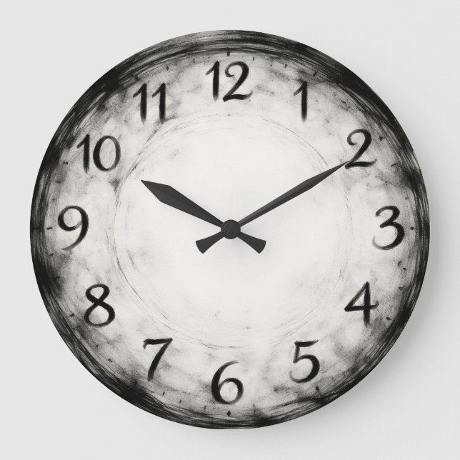 Reloj Redondo Grande Ritmo de Carbón — Abstracto (Anverso)