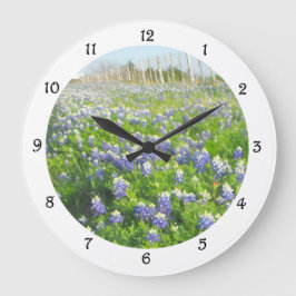 Reloj Redondo Grande Roadside Bluebonnets Round Clock