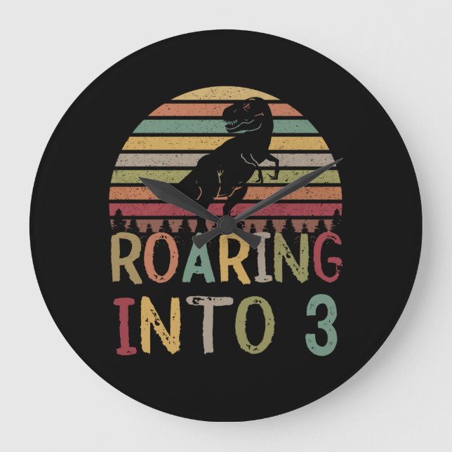 Reloj Redondo Grande Roaring en 33 años niño dinosaurio T Rex (Anverso)