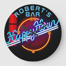 ROBERT - Nombre Neon Rótulo Bar Mancave Den Clock