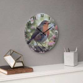 Reloj Redondo Grande Robin Red Breve en la Naturaleza | Árboles Y Flore