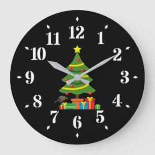 Reloj Redondo Grande Robin Y Los Coloridos Presentes Bajo El Árbol De N