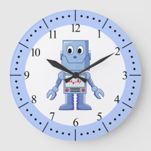 Reloj Redondo Grande Robot azul