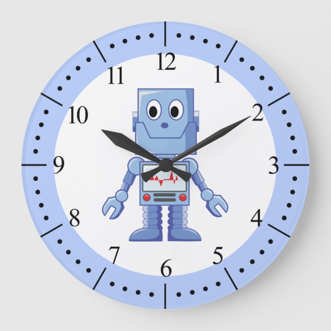 Reloj Redondo Grande Robot azul (Anverso)
