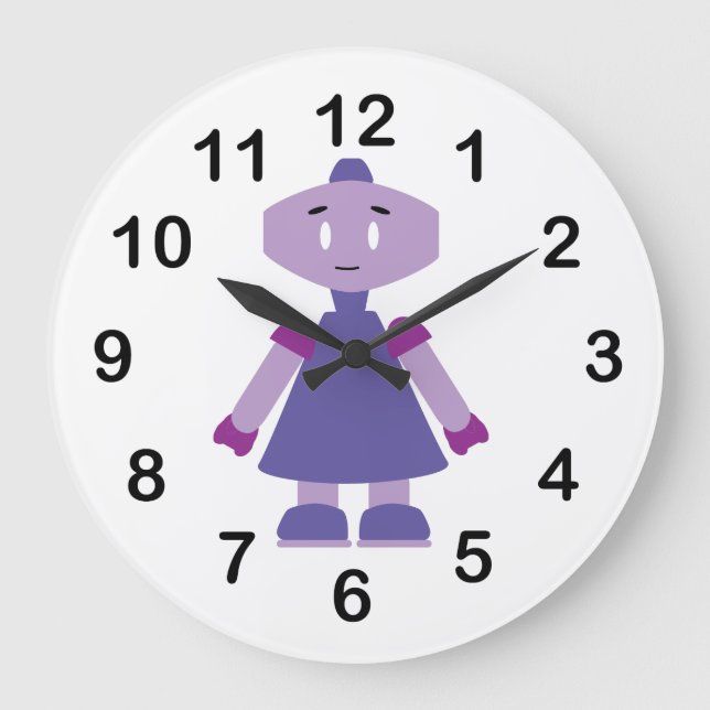 Reloj Redondo Grande Robot chica personalizado (Anverso)