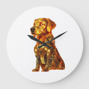 Reloj Redondo Grande Robot Retriever � Perro Mecha Futurista
