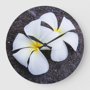 Reloj Redondo Grande Roca floral de la lava del Plumeria del Frangipani