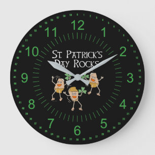 Reloj Redondo Grande Rocas del Día de San Patricio