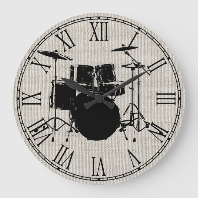 Reloj Redondo Grande Rock n Roll Drums (Anverso)