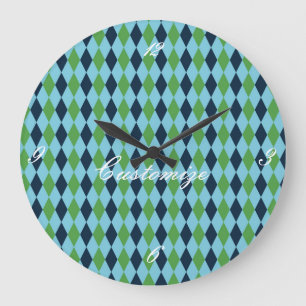 Reloj Redondo Grande Rockabilly diamond plaid Thunder_Cove
