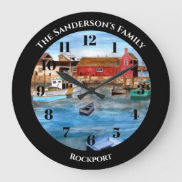 Reloj Redondo Grande Rockport Harbor Massachusetts New England Painting